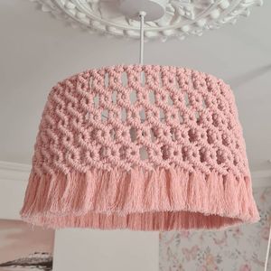 Abat-jour en macramé fait main, écologique, en coton naturel, tissé, rond, pour la maison, le café, l'hôtel, décoration - Product Image 5