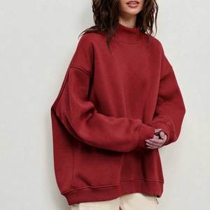 Pull col montant uni pour femme avec logo frontal, en molleton 100% coton biologique, séchage rapide, respirant, de haute qualité, chaud, décontracté pour l'hiver - Product Image 1