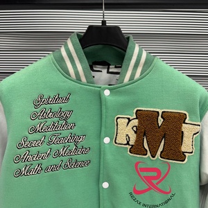 Chaqueta Letterman con Capucha Transpirable para Hombre, Negra y Marfil, con Parches Tejidos, para Clubes y Equipos, con Bordado Gráfico, de Cachemira, Venta al por Mayor - Product Image 5