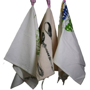 Essuie-tout de cuisine en toile de coton écologique, fait main, recyclé, motif floral uni blanc, impression de logo personnalisée, design sur mesure - Product Image 5