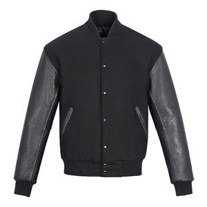 Chaqueta Varsity de Invierno Gruesa con Mangas de Cuero y Cuello Alto |   Fábrica de Chaquetas Letterman con Logotipo Frontal de Marca Privada - Product Image 6