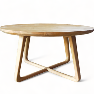 Table à manger ronde en bois moderne avec pieds en X, design scandinave, meubles de maison, structure stable - Product Image 3