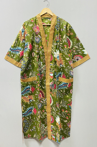 Batas Kimono de Lujo de Algodón con Cordón, Estampado Floral, para Verano e Invierno, Regalos para Damas de Honor, Ropa de Estar por Casa y Playa - Product Image 2