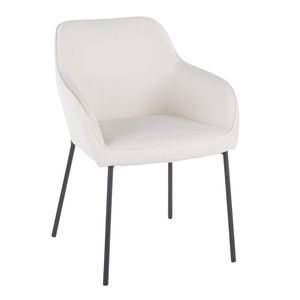 Set di 2 Sedie da Pranzo Contemporanee Daniella in Metallo Nero e Tessuto Crema, Seduta Moderna per Casa o Ufficio - Product Image 2