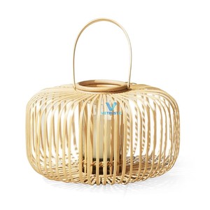 Farol de Bambú y Ratán Hecho a Mano, Portavelas de Fibra Natural para Decoración de Sala de Estar - Product Image 1