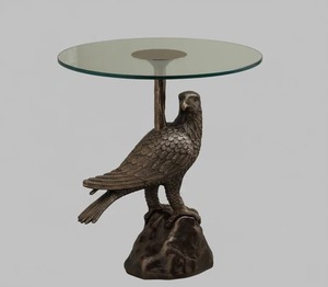 Eagle Shape Sculpture <b>Stand</b> Side Table For Home Livingroom Use Hotel Villas Decorative Side And End Table With Top Glass - Product Image 1