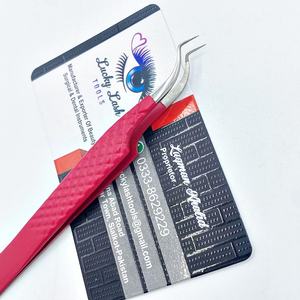 Pinzas de punta de fibra de cuello de cisne de aislamiento XL, agarre antideslizante, pinzas de extensión de pestañas profesionales, academias de artistas de etiqueta privada - Product Image 2