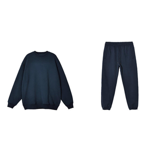 Unisex Black Cotton Tracksuit Set Stand Collar Sweatshirt Full Length <b>Pants</b> Solid Color Breathable Windproof Lightweight Sporty - Product Image 4