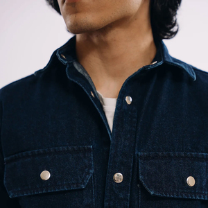 Custom Made Lightweight New Arrival Men Screen Printing Denim Shirt Luxury Style Promotion Unique Men's Denim Shirt OEM - Product Image 2