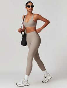 Seamless Yoga Set 2 Piece High Waist Crop Top & <b>Leggings</b> Solid Color Crisscross Straps Sport Wear for Women - Product Image 3