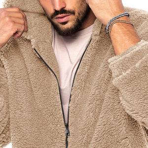Chaqueta con Capucha de Forro Polar Negro para Hombre con Cremallera Frontal, Chaqueta de Forro Polar Sherpa para Hombre, Cálida, Suave, con Cremallera Completa, Informal, para Exteriores - Product Image 5