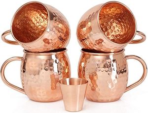 Copper beverage cup set for sophisticated cocktail tables hammered finish metal cups durable reusable serving <b>mugs</b> - Product Image 3