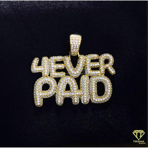 Luxury "4Ever Paid " Pendant Moissanite Diamond Rapper Necklace Gold Plated Jewelry Gift - Product Image 2