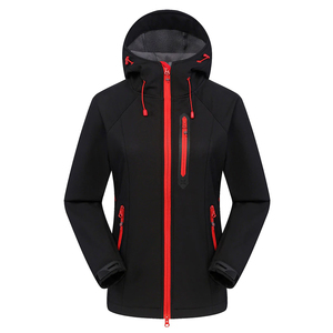 Women's <b>Pink</b> Soft Shell <b>Jacket</b> With Hood <b>Waterproof</b> Zip Fly Outdoor Hiking Winter Coat Regular Fit - Product Image 2