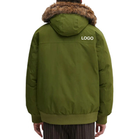 Herren Olivgrüne Kapuzen-Steppjacke Atmungsaktiver Outdoor-Wintermantel Winddicht Lässig Gefüttert mit Eigenem Logo OEM Private Label
