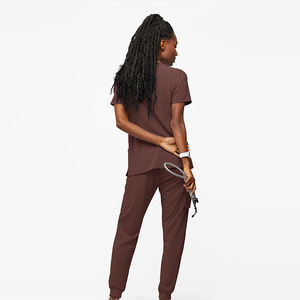 Hauts de travail tricotés pour infirmières, en tissu épais, pour l'été, 72% Polyester/21% Rayonne/7% Spandex, multi-poches, couleur et logo personnalisables, vente en gros - Product Image 4