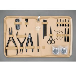 Kit d'outils pour extensions de cheveux Luminex avec pinces dorées, ciseaux, clips et aiguille, ensemble portable - Product Image 6