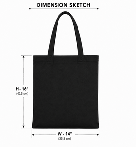 กระเป๋าผ้าแคนวาสสีดำล้วน 16x14 นิ้ว กระเป๋าช้อปปิ้งสไตล์มินิมอล ใช้ได้ทุกฤดูกาล - Product Image 2