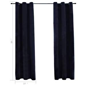 2 cortinas opacas de terciopelo negro de 37"x84" con anillas y cenefas opacas - Product Image 5
