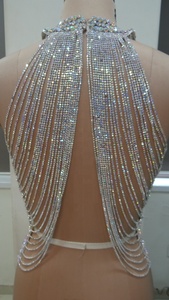 Sliver Long Rhinestone Fringe <b>Trim</b> Chain by the Yard <b>Tassel</b> Rhinestones Fringes for Sewing Jackets Ideal Party Wear - Product Image 3