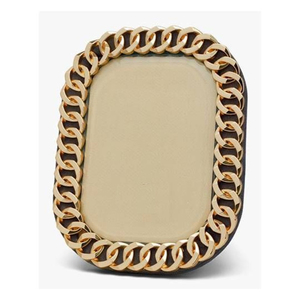 Luxury Cuban Link Photo <b>Frame</b> <b>Gold</b> Plated Metal <b>Picture</b> <b>Frame</b> With Beveled Glass & Leather Backing for Tabletop Home Decor Gift - Product Image 1