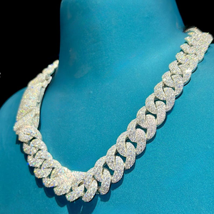 Chaîne cubaine unisexe en argent sterling 925 plaqué rhodium avec breloque en moissanite VVS de luxe, style hip-hop bling - Product Image 2