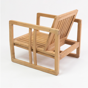 Fauteuil de salon moderne Felicia en teck avec structure minimaliste et dossier à lattes verticales pour utilisation en parc - Product Image 1