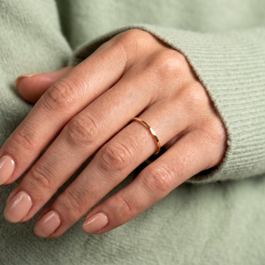 Minimalist Hammered Gold Moissanite Wedding Band <b>Ring</b> 14K <b>Dainty</b> Textured Stacking <b>Ring</b> Wholesale Manufacturer - Product Image 6