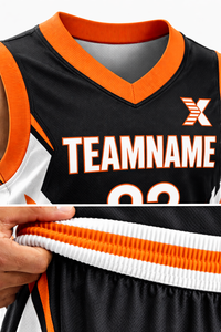 Uniformes de Baloncesto de Alta Calidad Personalizados con Impresión Frontal, BSCI, 100% Poliéster, Malla Deportiva Transpirable, Unisex, Negro, Personalizado - Product Image 6