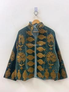Manteau en coton brodé à la main à motifs floraux, col mandarin, manches longues, grande taille, vêtements d'extérieur pour femmes, style bohème, automne - Product Image 4