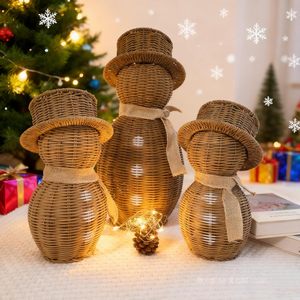 Adornos Navideños de Mimbre Blanco con Forma de Muñeco de Nieve, Decoración Navideña Hecha a Mano de Primera Calidad, Decoración Más Vendida - Product Image 4