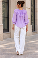 Haut pour femme en rayonne à imprimé floral, col carré, manches ballon avec volants, coupe droite, mode décontractée printemps-été