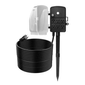 Multiprise extérieure avec cordon d'extension de 15 m, 6 prises, 15 A/1875 W, protection contre les intempéries, protection contre les surcharges, étanche - Product Image 1