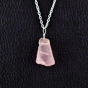 Handcrafted Rose Quartz Wire <b>Wrapped</b> Pendant Necklace Gold Plated 8-15mm Natural Gemstone Fashion Jewelry - Product Image 5
