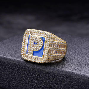 Bague Alphabet Personnalisée en Argent 925 avec Diamant de Laboratoire et Finition Dorée pour Revendeurs en Gros - Product Image 1