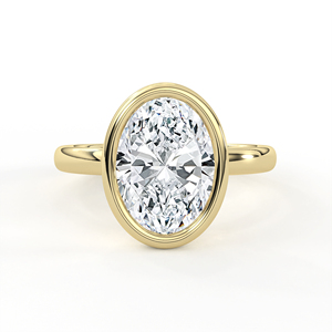 แหวนเพชรทรงรี 2.60 กะรัต ทอง 14K 18K เพชรเลี้ยงในห้องปฏิบัติการ แหวนหมั้นแบบมินิมอลลิสต์ แหวนแต่งงานแบบโมเดิร์นประดับเพชรแบบเบเซล - Product Image 1
