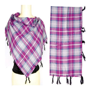 Écharpe à carreaux en sergé à pompons, élégante, mode hiver, douce, chaude, stylée, unisexe, cache-cou, motif écossais classique, pour tenue décontractée en extérieur - Product Image 1