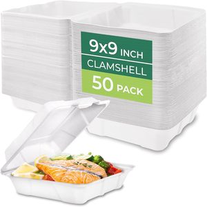 Caja para Hamburguesas Desechable de 9x9 Pulgadas, Fabricada con Bagazo de Caña de Azúcar, Libre de BPA, Apta para Microondas, Biodegradable, Compostable, con Tapa Abatible - Product Image 2