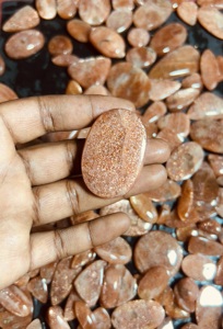 Premium Trimurti <b>Gems</b> Natural Sunstone Rose Cut Pear Cabochon | Brilliant Full <b>Fire</b> Loose Gemstone | Custom Sizes Available - Product Image 3