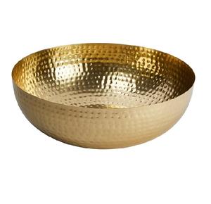 Grand saladier décoratif en laiton massif martelé, forme ronde, pour la maison - Product Image 1