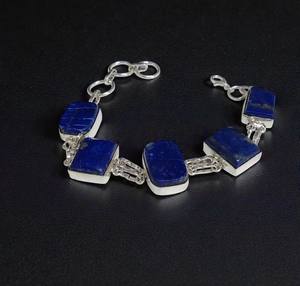 Bracelet unisexe tendance en lapis-lazuli naturel de qualité supérieure avec chaîne en alliage, taille unique, le plus vendu en gros - Product Image 1