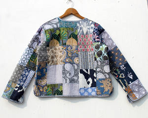 Vestes matelassées vintage à manches longues, décontractées, faites à la main, en coton, pour femmes, réversibles, style bohème hippie, avec dentelle. - Product Image 6