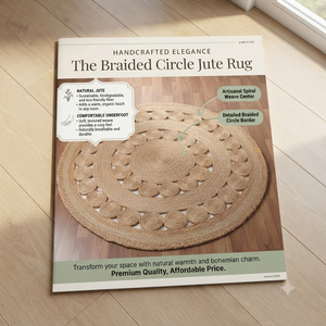 Luxury Handwoven Jute Rug Stain Resistant Non-Slip Eco-Friendly Soft Hotel & <b>Home</b> Use Round Area Rug - Product Image 2
