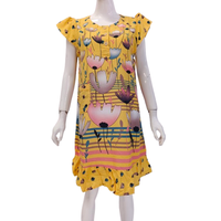 Camisón hasta la rodilla de manga corta con cuello redondo para mujer Chrysanta. Tela 100% Rayón, Suave, Transpirable, Lisa, con Estampado Batik, Estilo Vintage