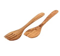Set Penyaji Salad Kayu 2 Pcs Berkualitas Tinggi, Aman untuk Makanan, Cocok untuk Peralatan Makan di Meja Makan