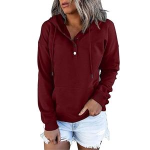 Jersey informal de manga larga para mujer, Tops, trajes de moda de otoño, sudaderas con capucha con cordón, sudaderas con capucha teñidas lisas de punto, otoño - Product Image 3