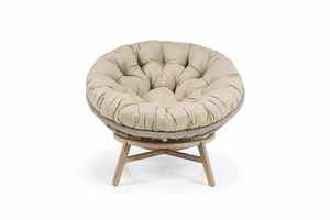 Sillón Moderno Tipo Huevo con Cojín Acolchado y Patas de Madera, Silla de Descanso para Exteriores, Muebles de Sala de Estar Estilo Costero - Product Image 2