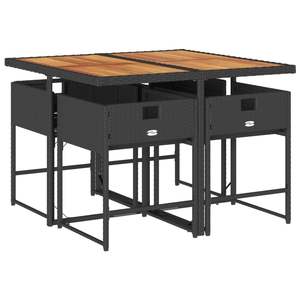Ensemble de salle à manger de jardin pliable 4 places en rotin PE noir - Product Image 5