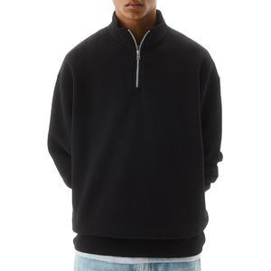Sweat-shirt personnalisé à demi-fermeture éclair pour hommes, col montant, 100% coton biologique, sweat-shirt vierge à quart de fermeture éclair de grande taille pour hommes - Product Image 1