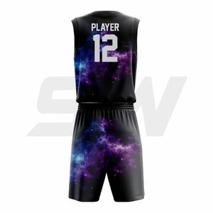 Ensemble de maillot de basket sublimé Storm Wear, col en V, sans manches, respirant, coupe athlétique, pour adultes, toutes saisons, uniforme de basket - Product Image 5